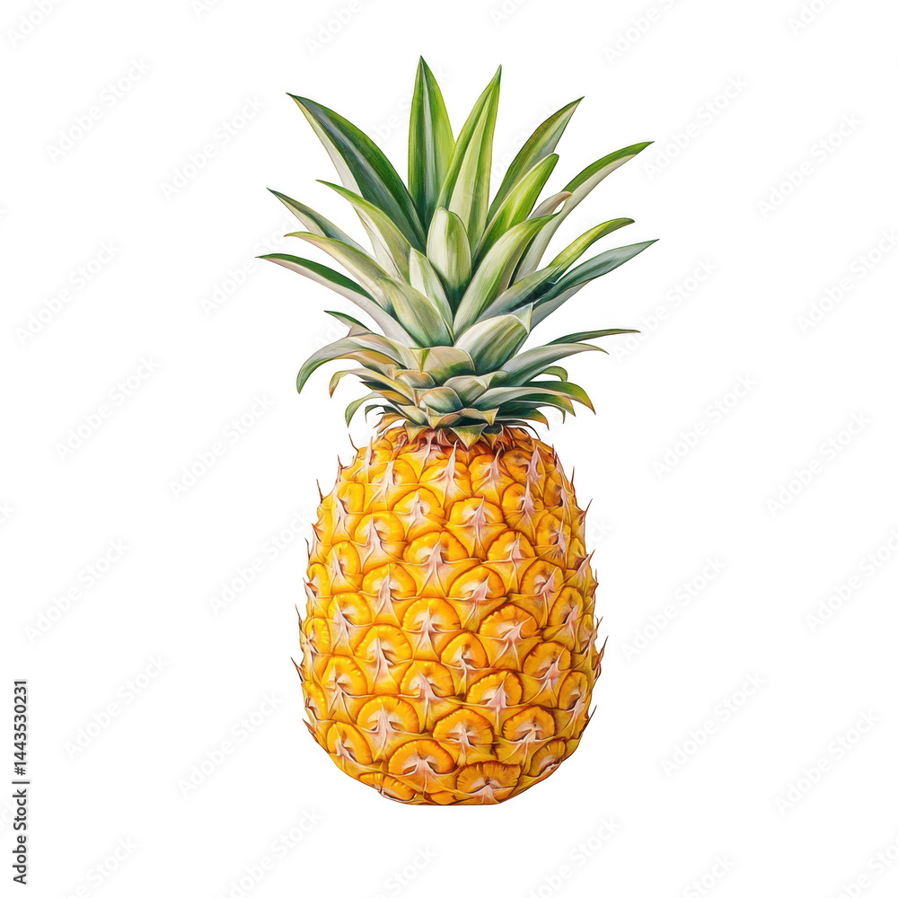 Fototapeta premium Isolated pineapple fruit still life on transparent background