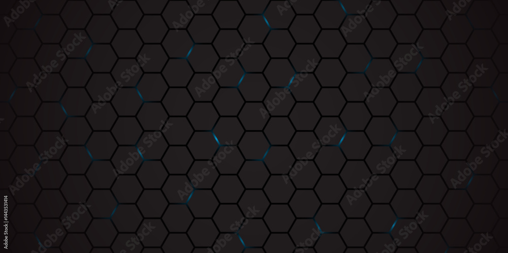 Abstract hexagon background with blue light. Dark hexagon pattern for technology. Abstract hexagon background with blue light. Dark hexagon pattern for technology.