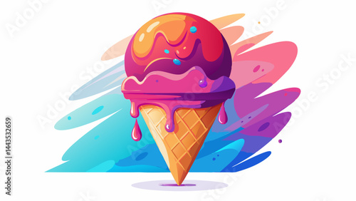 Colorful ice cream balls stacked in a cozy paper cup.
Swirls of flavor peek through glossy, frozen curves.
A soft shadow grounds the treat on clean white space.
Simple, sweet joy in a perfect little c
