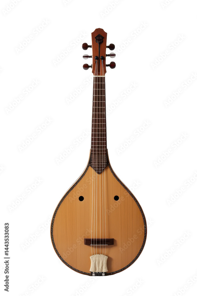 Naklejka premium a traditional sitar instrument isolated on a clean white background