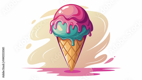 Soft edges blur as the scoop begins to melt.
A vibrant contrast against a white minimal canvas.
The cone stands proud, rich in texture and tone.
A delicious blend of design and imagination.