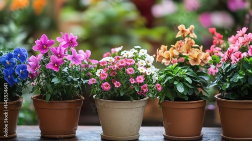 Wallpaper Mural Vibrant potted flowers in various colors Torontodigital.ca
