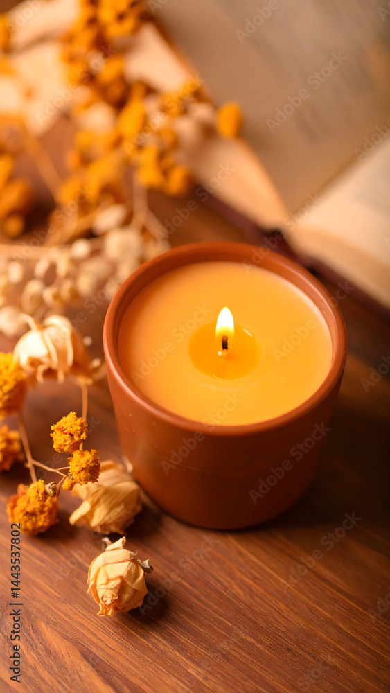 Top-Down View of a Luxury Candle Just Lit Top-Down View of a Luxury Candle Just Lit
