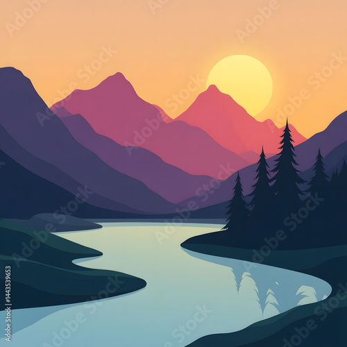 mountain lake in the morning