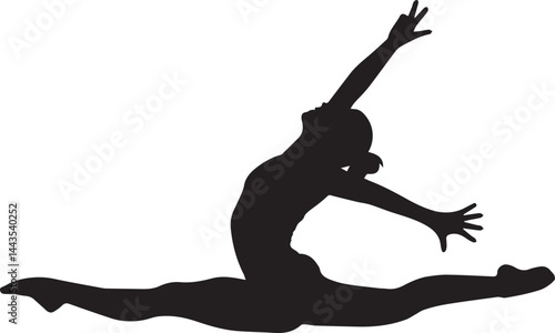 Black vector art shows a silhouette of a kangaroo jumping near a yoga pose silhouette of a woman and a sport silhouette of a woman