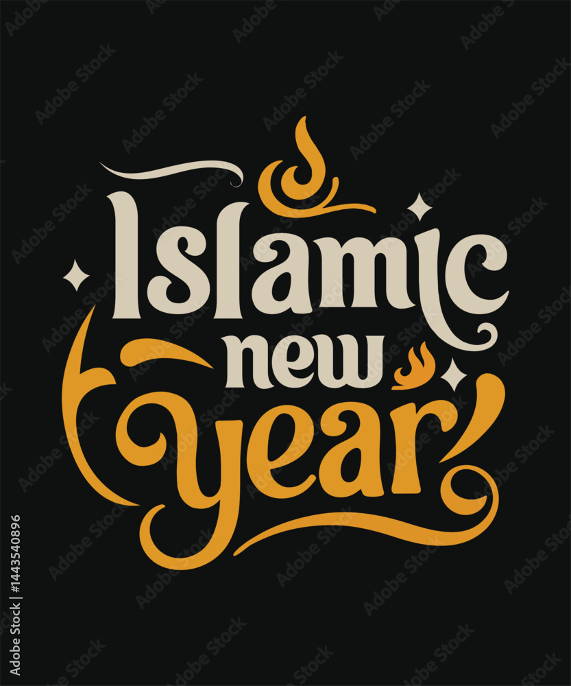 Obraz premium Happy Muharram Wishes Islamic New Year Festival for Muslim T-Shirt design.