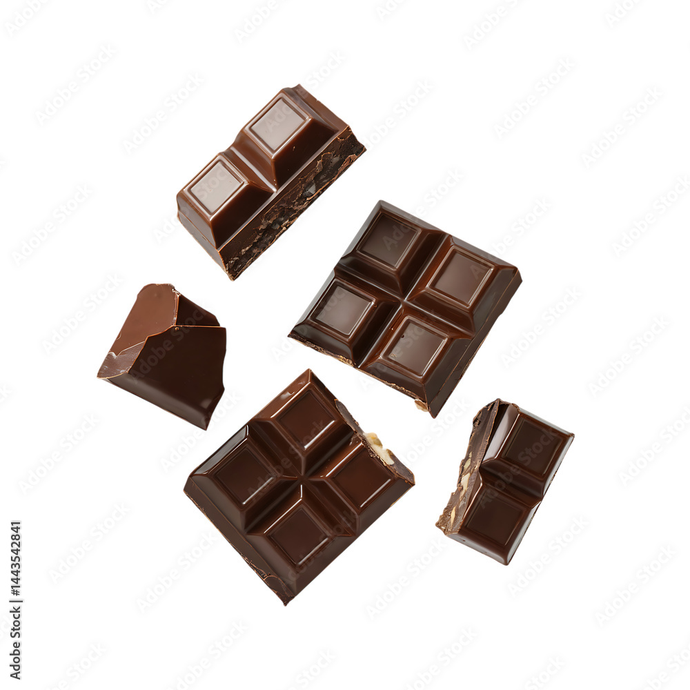 pieces of chocolate isolated on transparent background pieces of chocolate isolated on transparent background