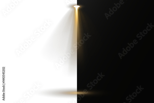 Wallpaper Mural Focused spotlights beam down on center stage area. Studio lights form dramatic shadows and spotlight rings. Concert lighting emits strong radiant lines in motion. Projector elements Torontodigital.ca
