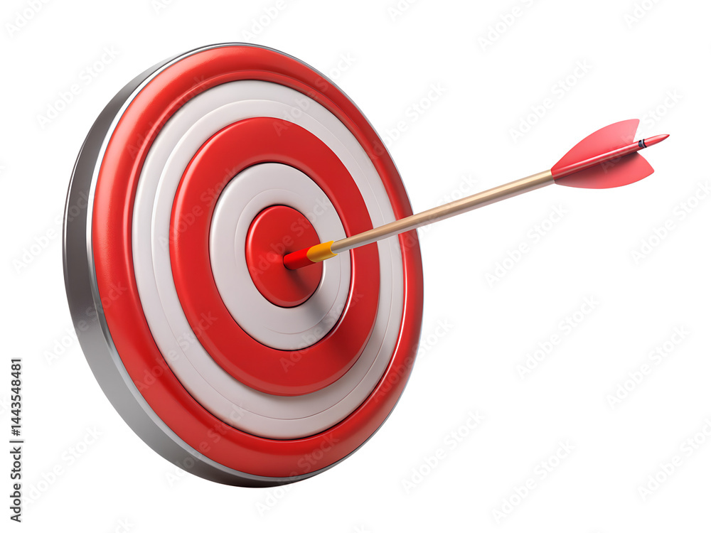 Target with Red Arrow Isolated on Transparent or White Background, PNG Target with Red Arrow Isolated on Transparent or White Background, PNG