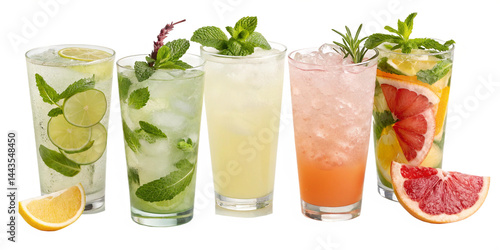 i'myo green grape ade base: a refreshing korean drink, mojito cocktail isolated on white background