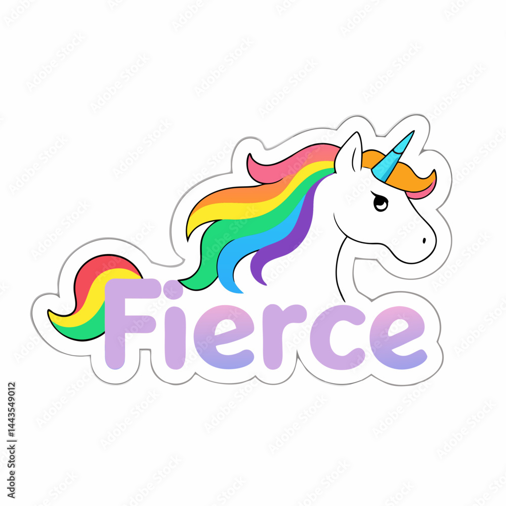 unicorn mane flowing wild, slogan Fierce unicorn mane flowing wild, slogan Fierce