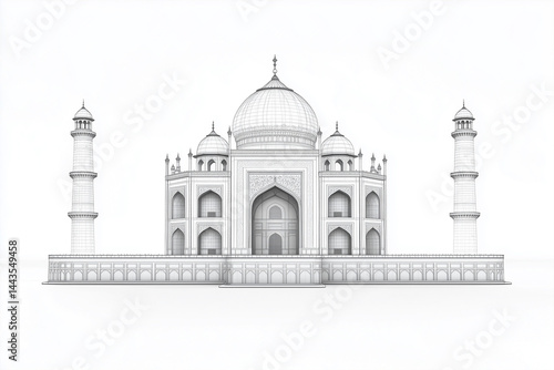 Minimalist Line Art of the Taj Mahal – Elegant Architectural Outline Drawing