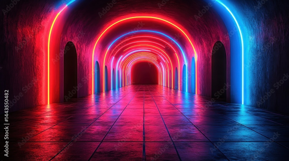Neon Tunnel: A Futuristic Cyberpunk Corridor Neon Tunnel: A Futuristic Cyberpunk Corridor