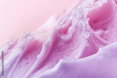 Obraz na płótnie Close-up view of soft pink whipped cream with delicate textures on a pastel background w salonie