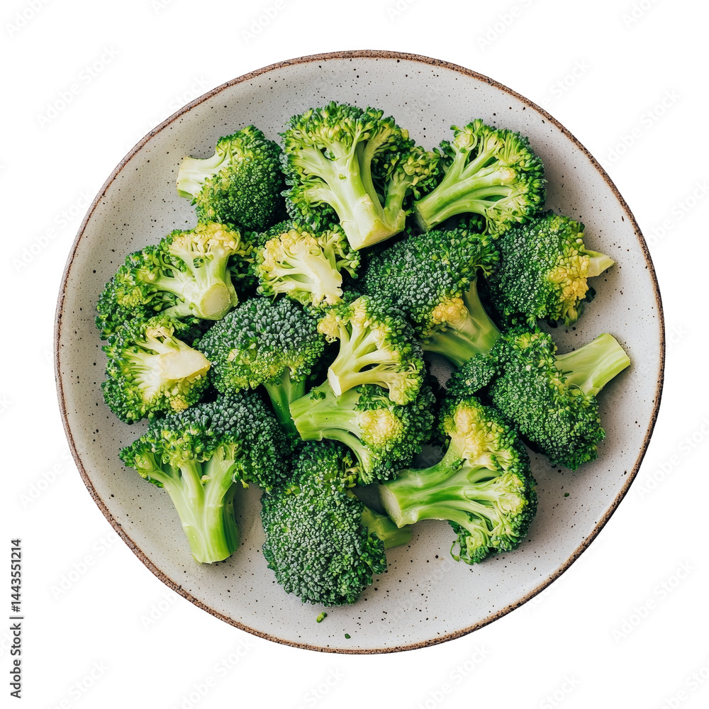 Freshly cut broccoli in a ceramic plate on a transparent background ready for a healthy meal, Broccoli in plate on transparent background Freshly cut broccoli in a ceramic plate on a transparent background ready for a healthy meal, Broccoli in plate on transparent background