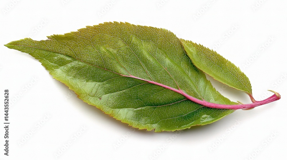 Fototapeta premium Green Leaf Isolated on White Background for Nature and Plant Themes