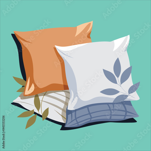 Linen Throw Pillow Covers Soft bedding features a white wool Pillow, coloring, black and white striped on a comfortable bed