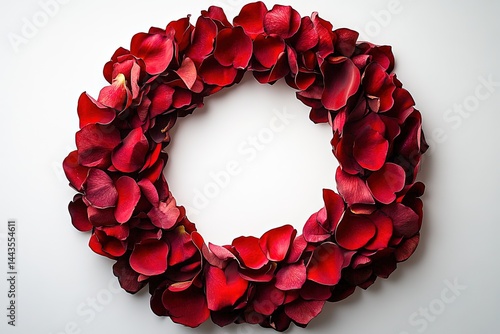 Fototapeta Naklejka Na Ścianę i Meble -  Red rose petals circle wreath