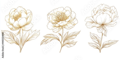 Delicate Gold Peony Illustrations