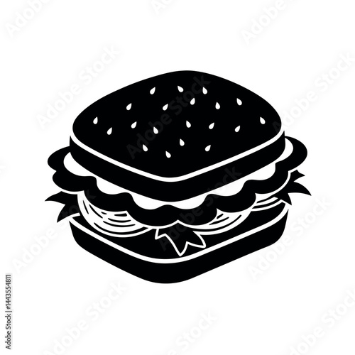Black Silhouette of Sandwich Vector
