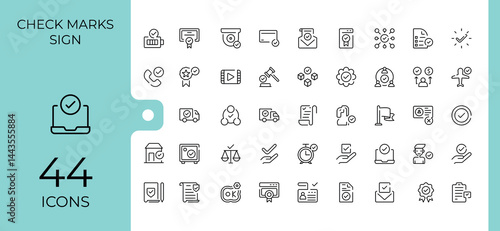 Check marks sign icon set. Contains such icons as check, checkmark, checkbox, confirm, mark and more. Checkbox modern icon set. Signs for web and mobile app.