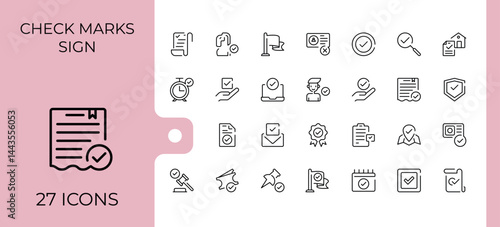 Check marks sign icon set. Contains such icons as check, checkmark, checkbox, confirm, mark and more. Checkbox modern icon set. Signs for web and mobile app.