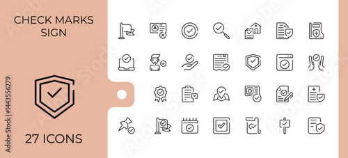 Check marks sign icon set. Contains such icons as check, checkmark, checkbox, confirm, mark and more. Checkbox modern icon set. Signs for web and mobile app.