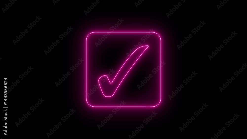 Neon Task Complete Icon Animation, Minimal Neon Check Icon Animation Neon Task Complete Icon Animation, Minimal Neon Check Icon Animation