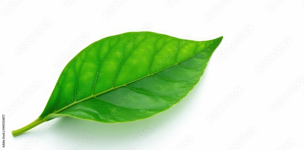 Fototapeta premium Delicate green leaf isolated on white background, botanical photography, isolated, leaf