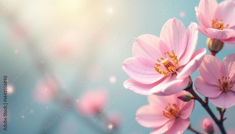 Fototapeta premium Delicate floral pattern, pastel hues, soft focus, subtle, brochure