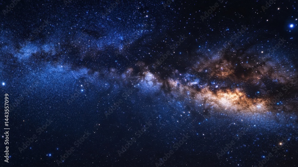 Fototapeta premium Stunning view of a galaxy filled with stars and cosmic beauty in deep space. Explore the wonders of the universe in this captivating image.