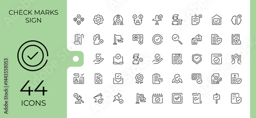 Check marks sign icon set. Contains such icons as check, checkmark, checkbox, confirm, mark and more. Checkbox modern icon set. Signs for web and mobile app.