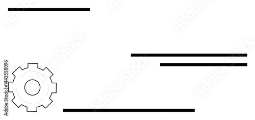 Gear symbol in the bottom-left corner with horizontal lines distributed throughout. Ideal for technology, problem-solving, mechanics, innovation, systemization, progress, simple landing page