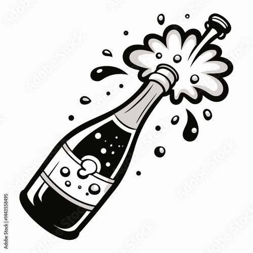 champagne bottle and glass