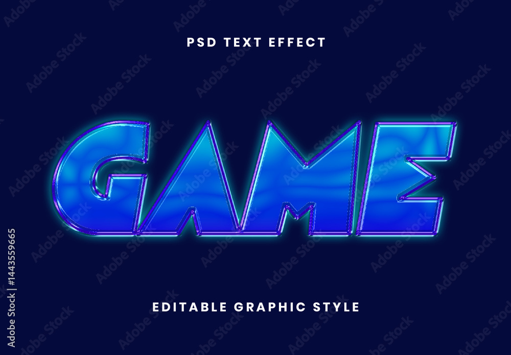 Blue Game Font Space Outlined Text Effect Stock Template | Adobe Stock