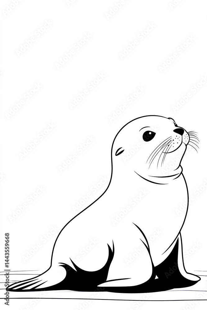 Fototapeta premium Sea Lion Pup Coloring Page