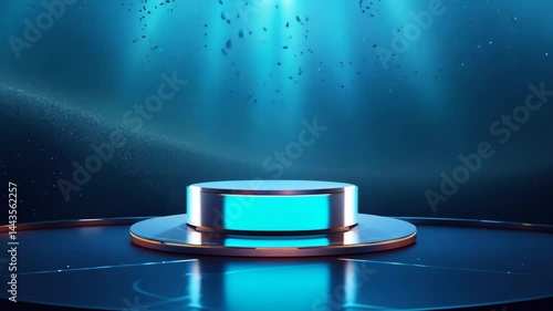 Futuristic Circular Stage with Light Rays: High-Tech Presentation Background