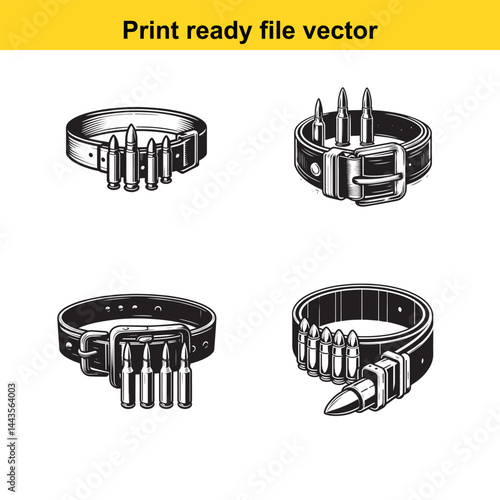 Bullet belt vector silhouette