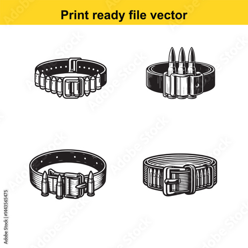 Bullet belt vector silhouette