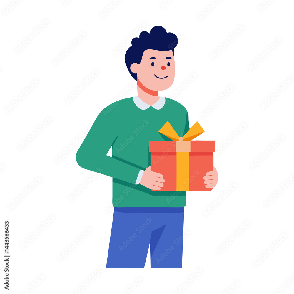 Man Holding Gift Box Isolated On Transparent Background Man Holding Gift Box Isolated On Transparent Background