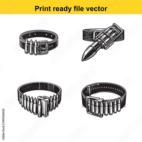 Bullet belt vector silhouette