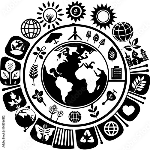 Sustainable Development Goals Icons Surrounding Earth in Eco-Friendly Concept