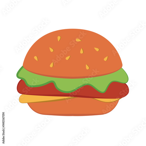 Hamburger cartoon illustration. Fast food. Vector
