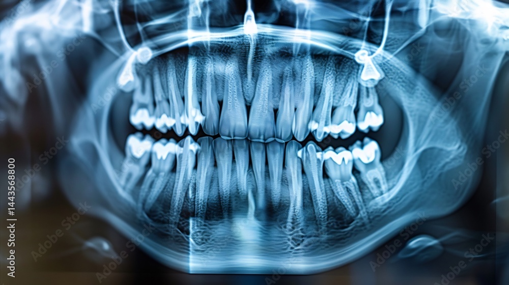 High resolution dental X ray showing healthy bone structure High resolution dental X ray showing healthy bone structure