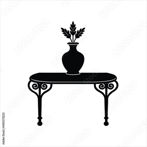 Tabletop Vase with Design Silhouette Vector Clipart