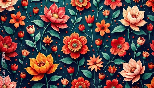 Intricate woven floral tapestry, seamless repeat, element, fabric, wallpaper