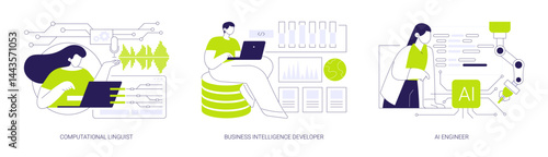 Artificial Intelligence professions abstract concept vector illustrations.