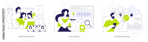 Machine Learning abstract concept vector illustrations.