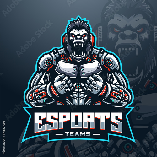 Cyberpunk Esports Gorilla Mascot Logo