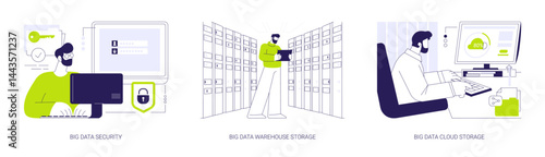 Big Data storage abstract concept vector illustrations.